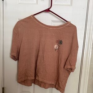 Roxy Tan Crop Top with Graphic Detail